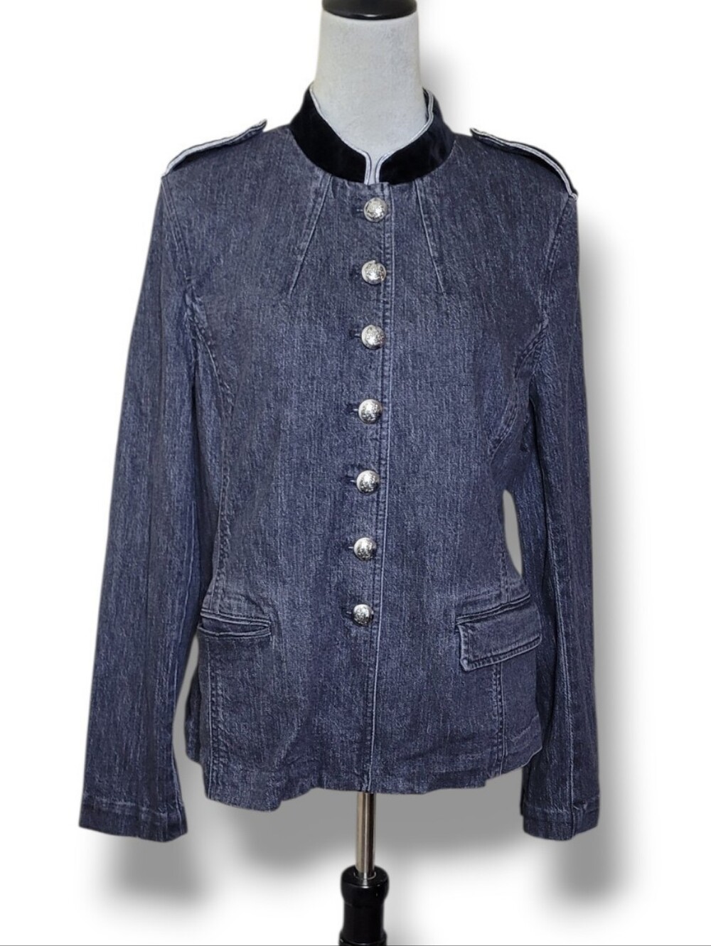 Lauren Ralph Lauren Black Military Jacket • Size 14 Velvet Collar